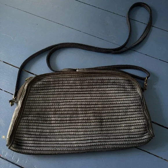 MAJO Italian Handmade Leather Adjustable Crossbody Bag Navy Blue